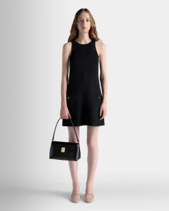 Ollam Small Top Handle Bag In Black Leather