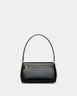 Ollam Small Top Handle Bag In Black Leather