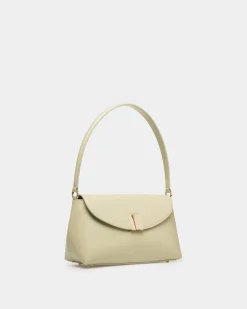 Ollam Small Top Handle Bag In Light Green Leather