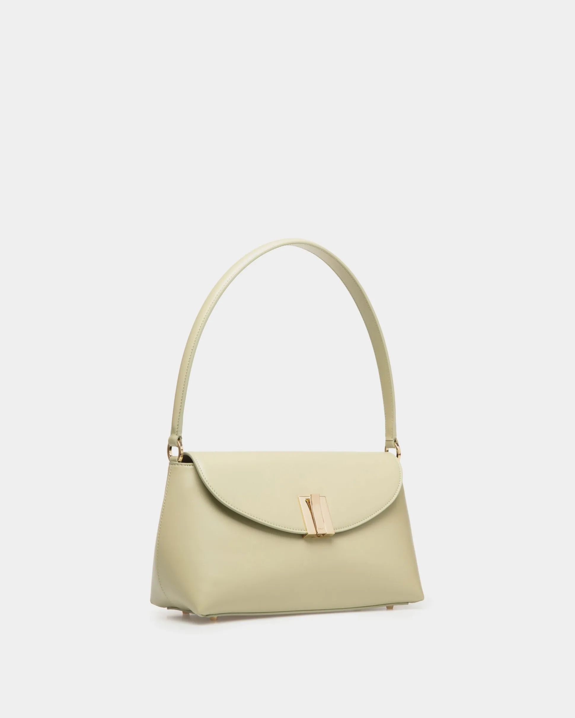 Ollam Small Top Handle Bag In Light Green Leather
