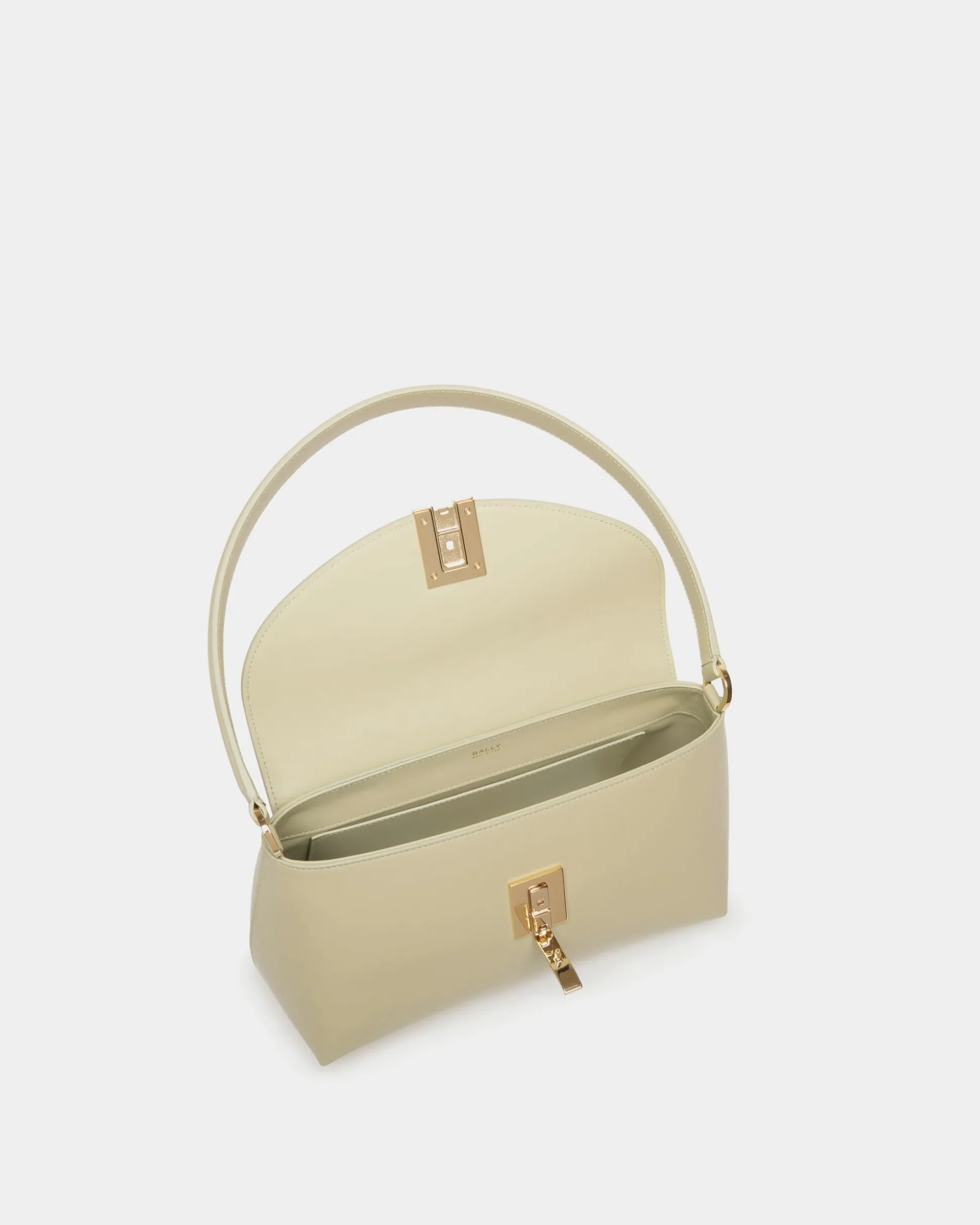 Ollam Small Top Handle Bag In Light Green Leather