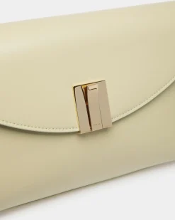 Ollam Small Top Handle Bag In Light Green Leather