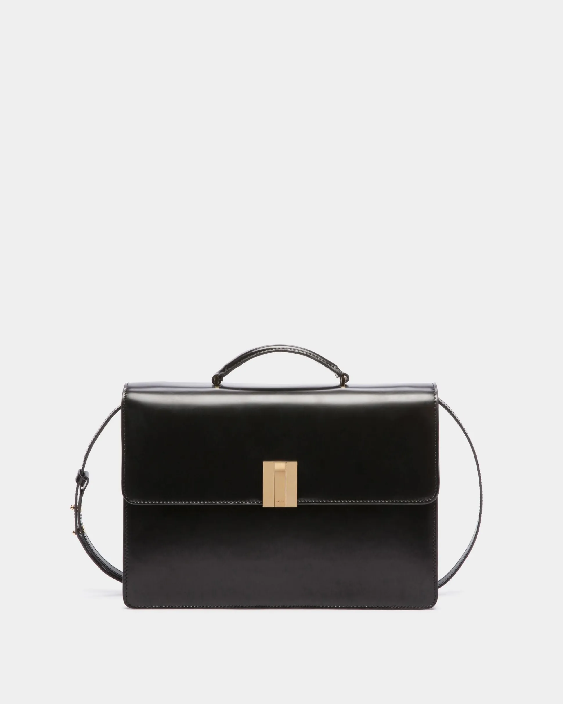 Ollam Top Handle Bag in Black Brushed Leather