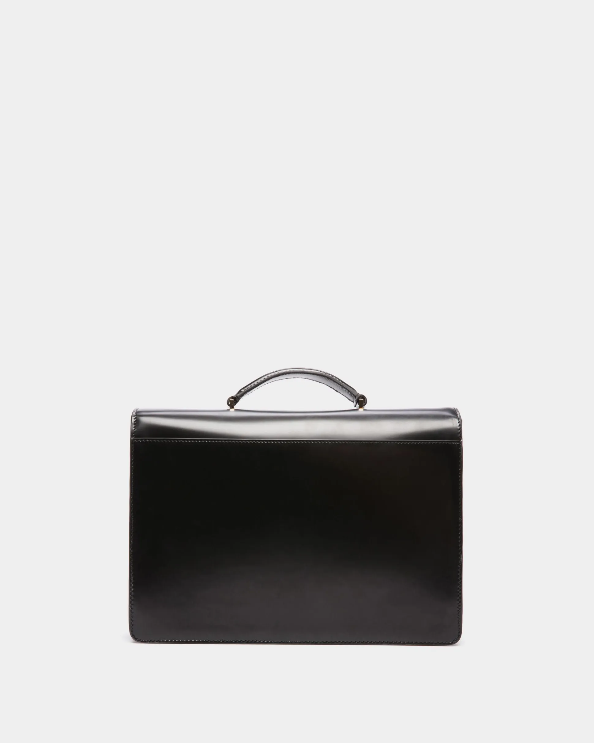 Ollam Top Handle Bag in Black Brushed Leather