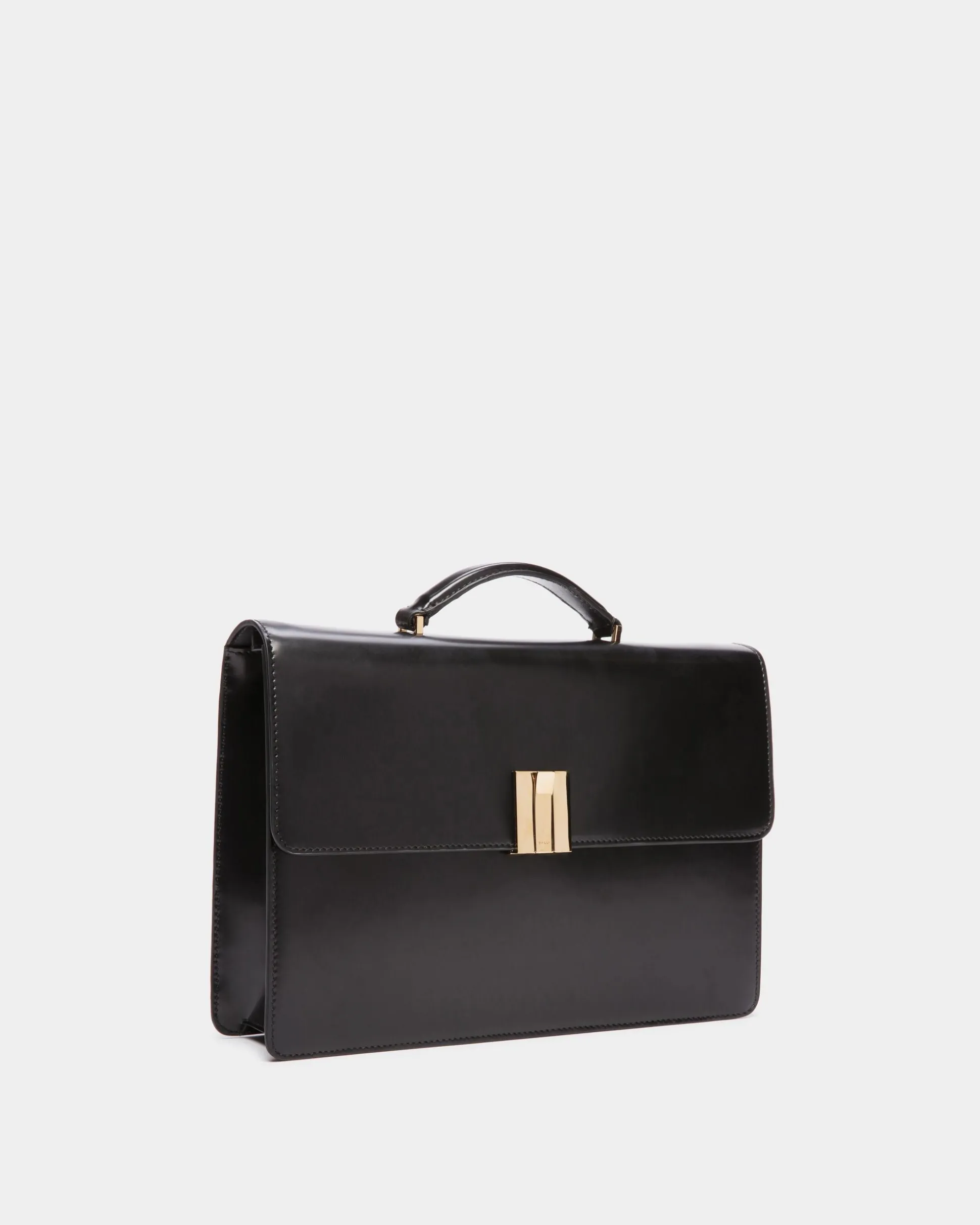 Ollam Top Handle Bag in Black Brushed Leather