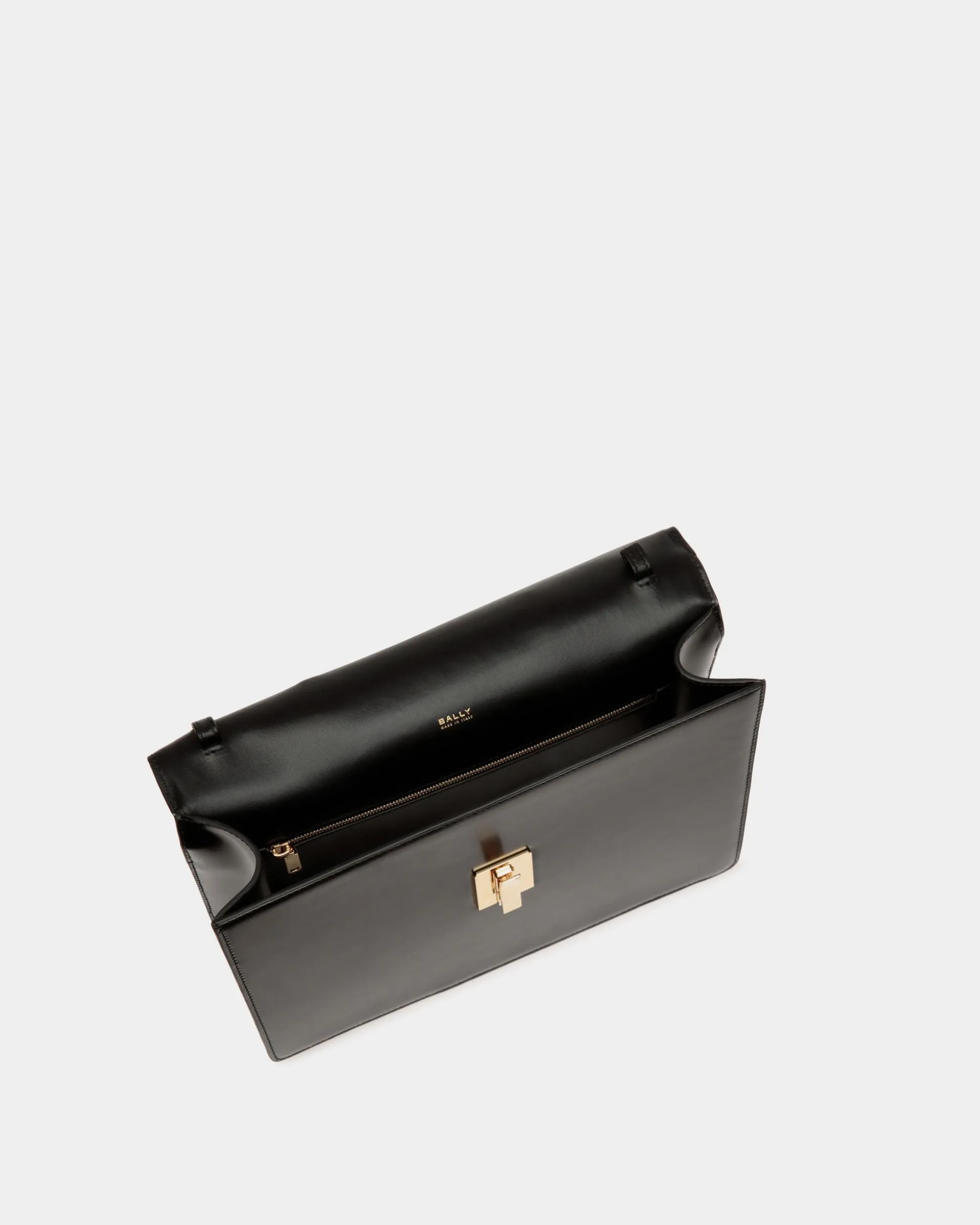 Ollam Top Handle Bag in Black Brushed Leather