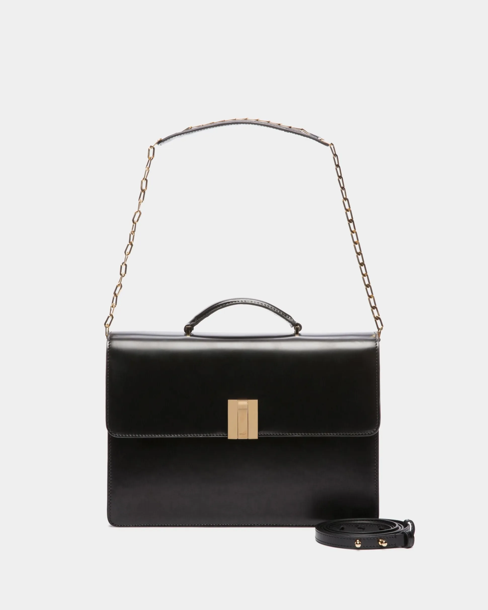 Ollam Top Handle Bag in Black Brushed Leather