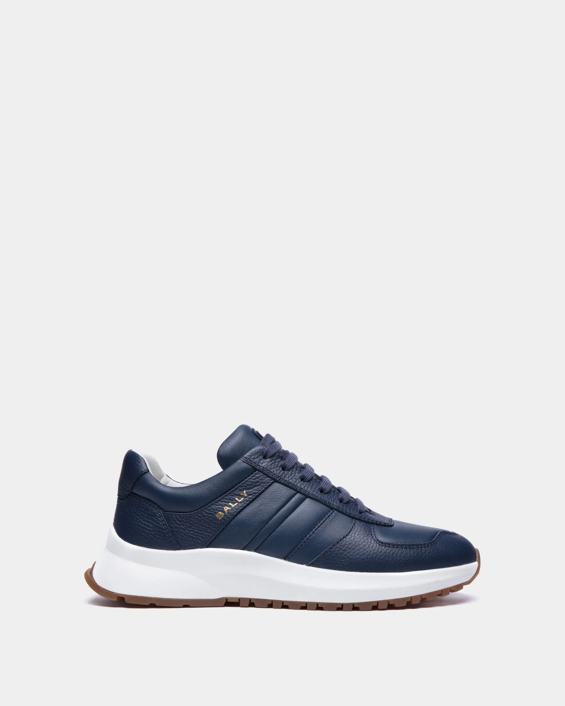 Outline Sneaker In Blue Grained Leather