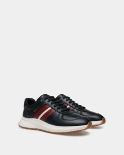 Outline Sneaker In Navy Blue Leather