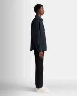 Padded Overshirt In Navy Blue Nylon