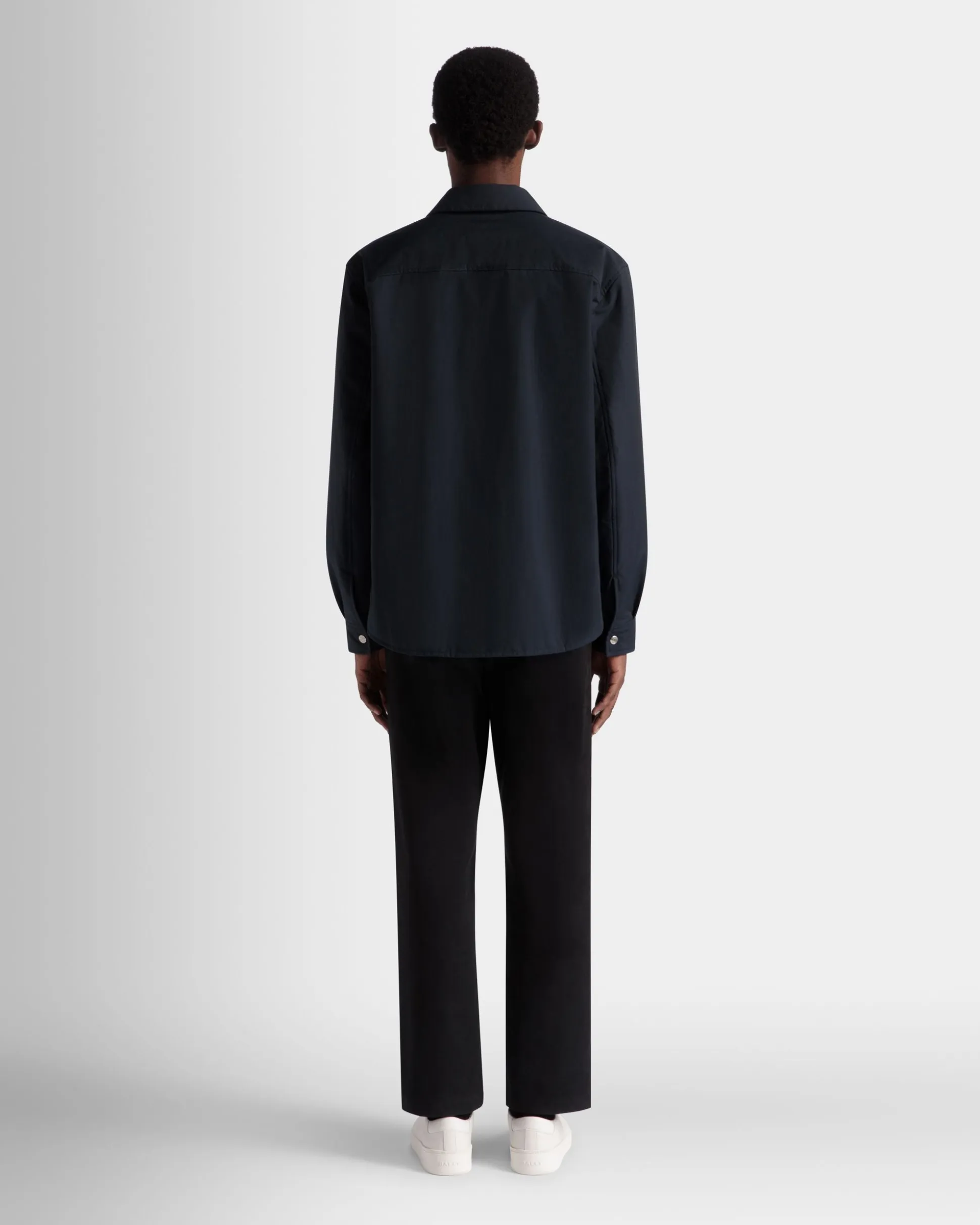 Padded Overshirt In Navy Blue Nylon