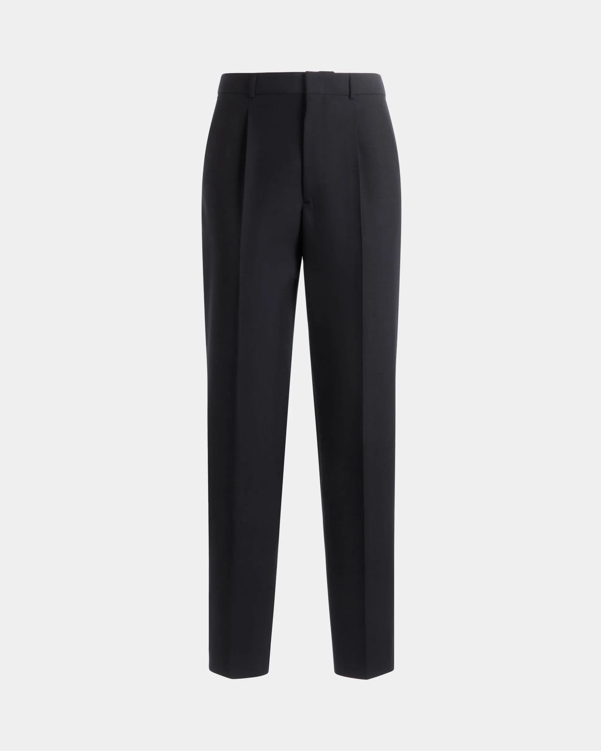 Pleated Pants In Navy Blue Wool Blend