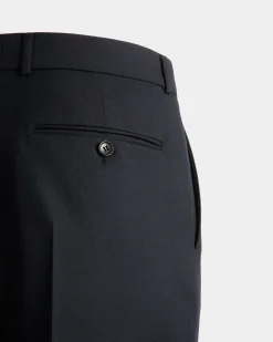 Pleated Pants In Navy Blue Wool Blend