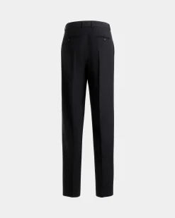 Pleated Pants In Navy Blue Wool Blend