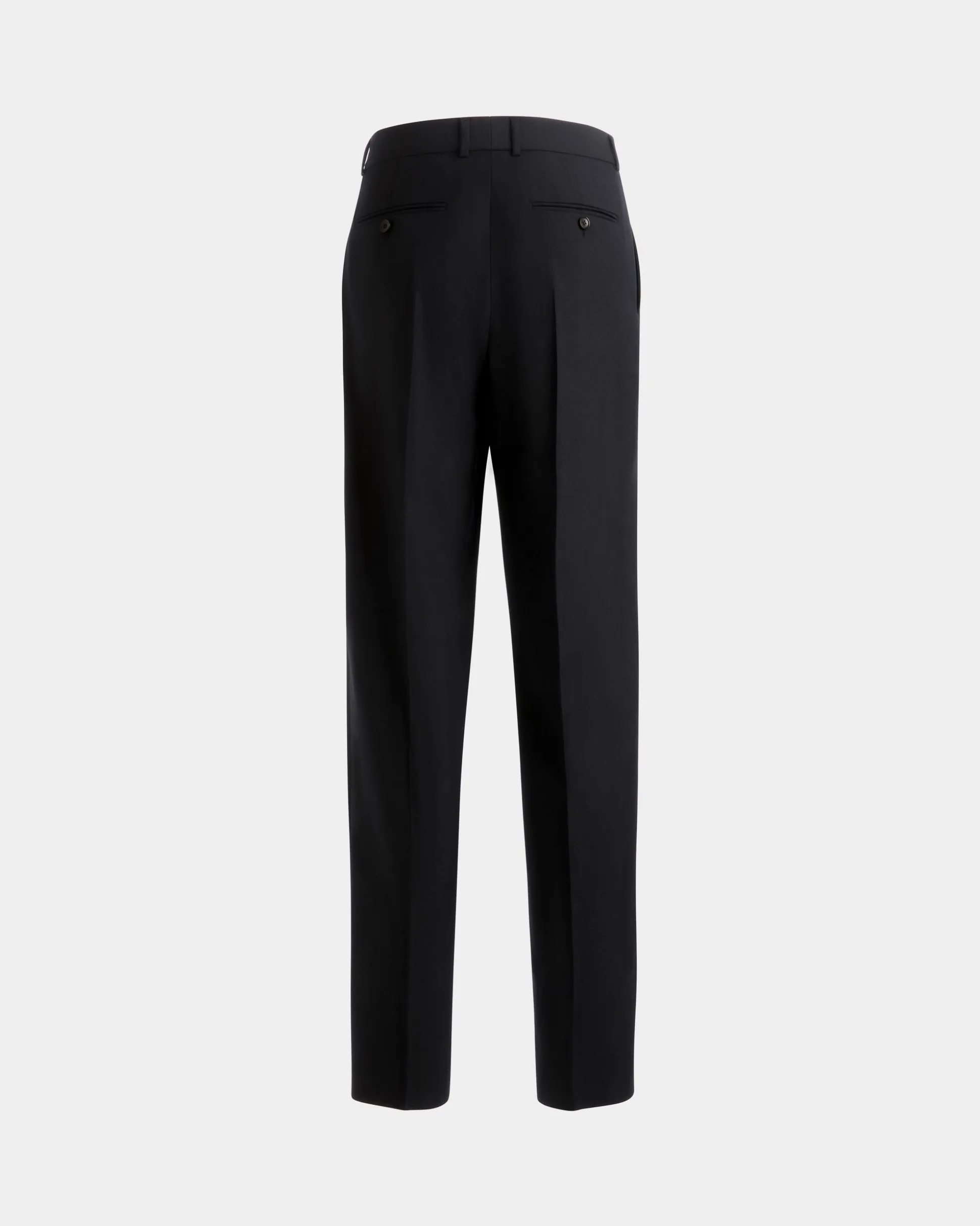 Pleated Pants In Navy Blue Wool Blend