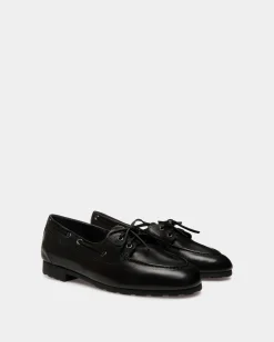 Plume Mocassin In Black Leather
