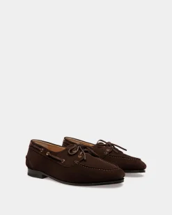 Plume Moccasin in Dark Brown Suede