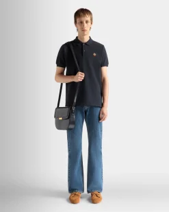 Polo Shirt in Navy Blue Cotton