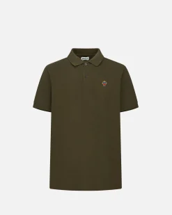 Polo With a Bally Crest Logo In Military Green Cotton