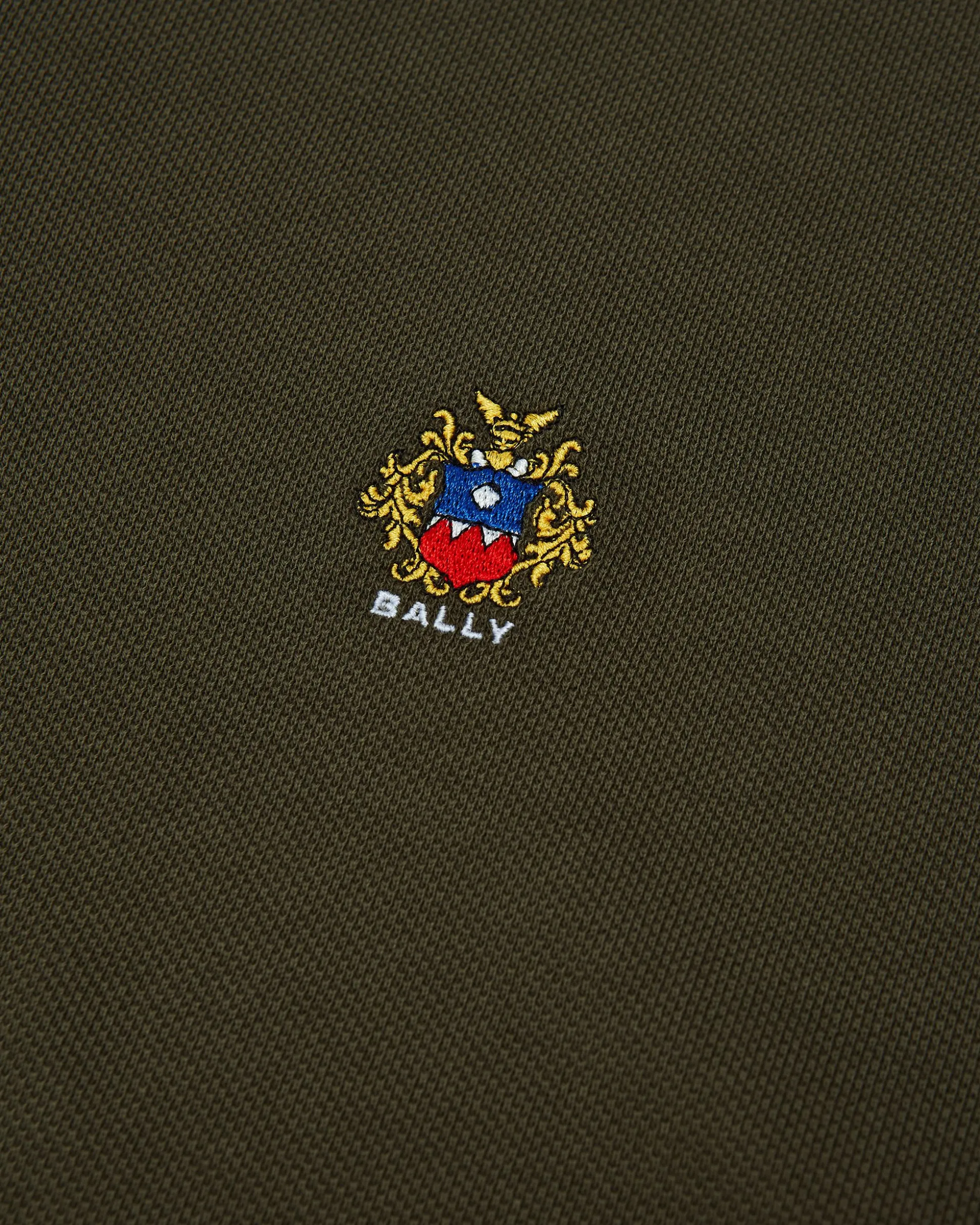 Polo With a Bally Crest Logo In Military Green Cotton