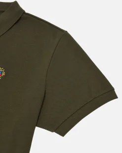 Polo With a Bally Crest Logo In Military Green Cotton