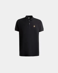 Polo With Bally Crest Logo In Black Cotton