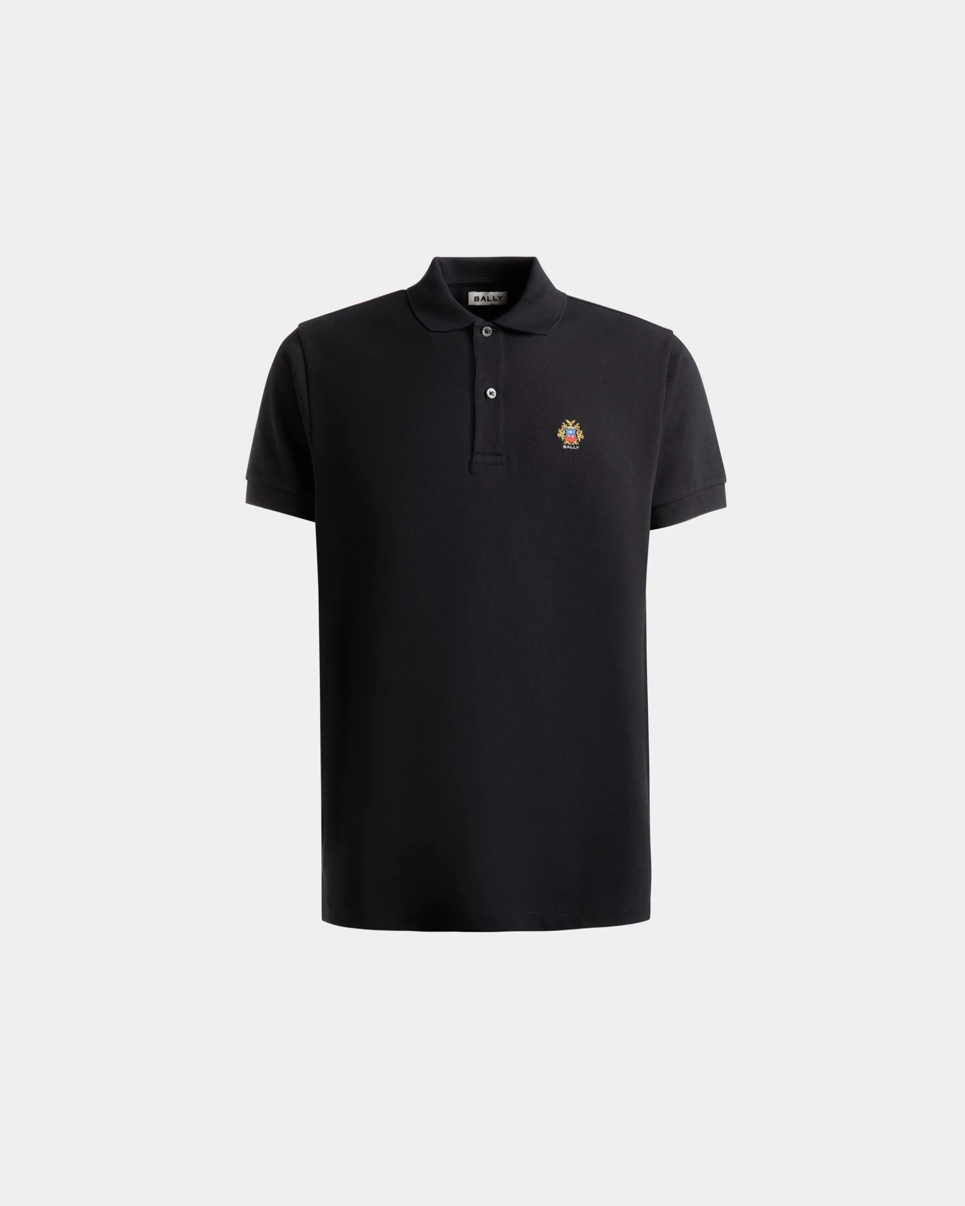 Polo With Bally Crest Logo In Black Cotton