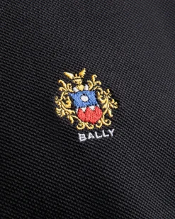Polo With Bally Crest Logo In Black Cotton