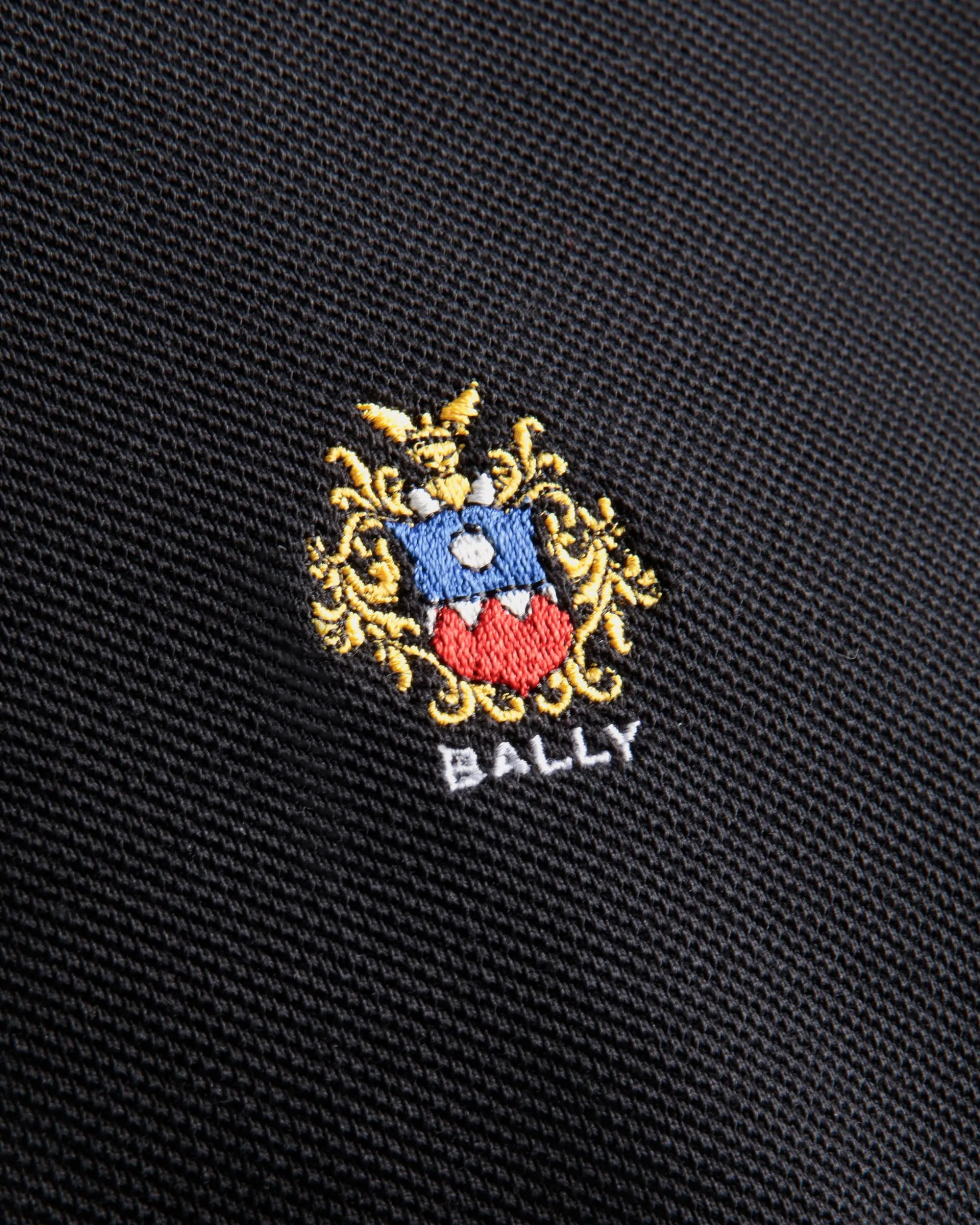 Polo With Bally Crest Logo In Black Cotton