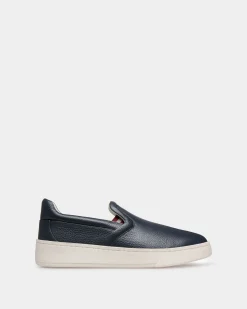 Raise Slip-On Sneaker In Blue Grained Leather