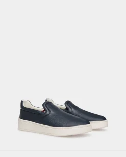 Raise Slip-On Sneaker In Blue Grained Leather
