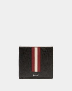 Ribbon Bifold Wallet In Black Grained Leather