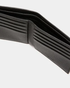 Ribbon Bifold Wallet In Black Grained Leather