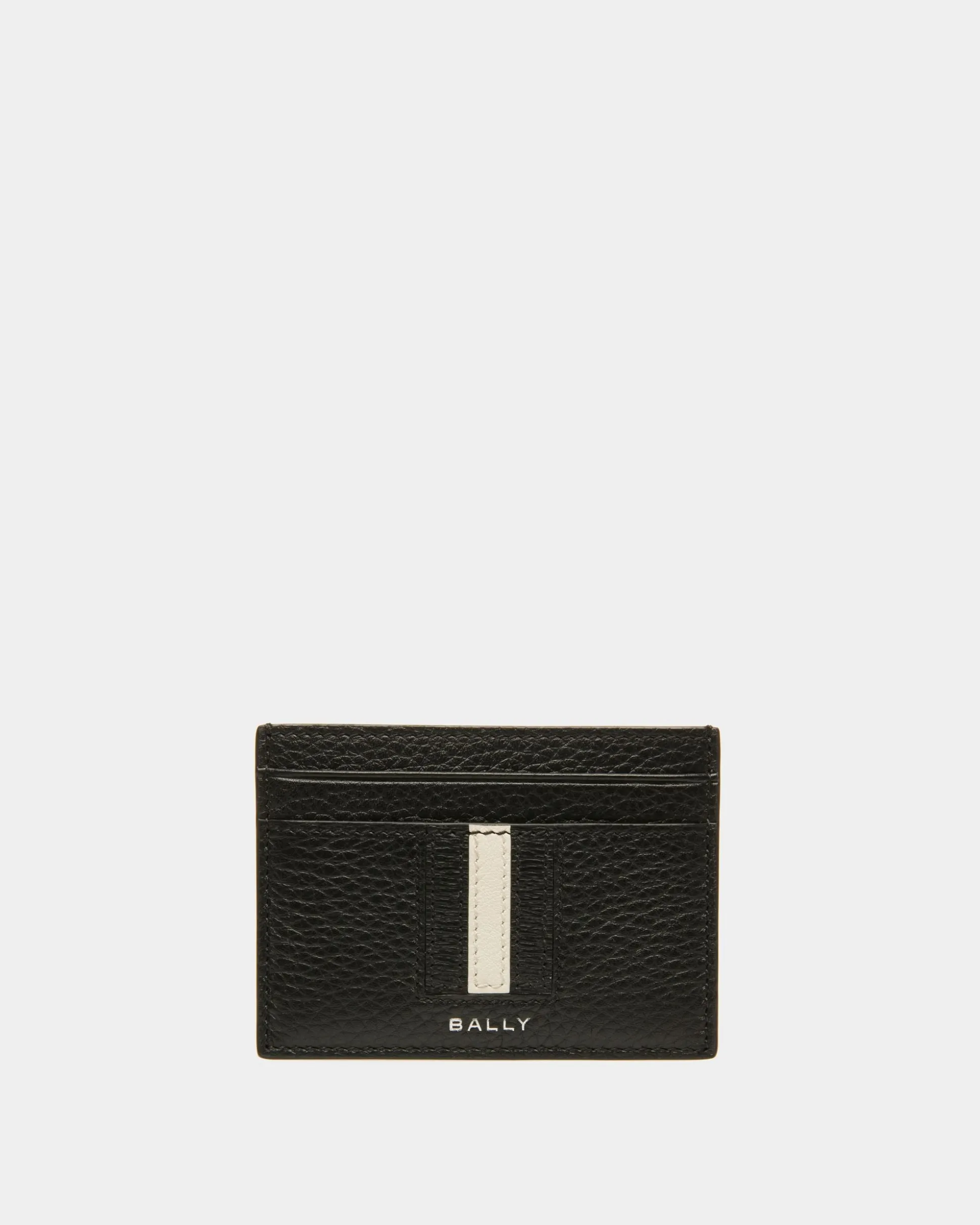Ribbon Card Holder In Black Leather
