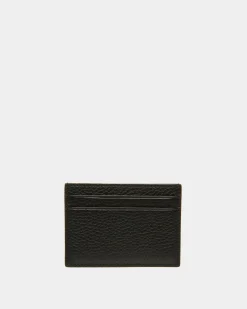 Ribbon Card Holder In Black Leather
