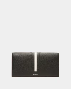 Ribbon Continental Wallet In Black Leather