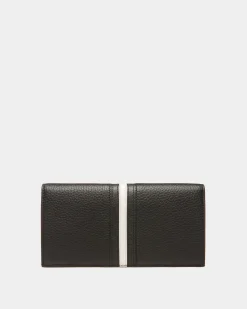 Ribbon Continental Wallet In Black Leather