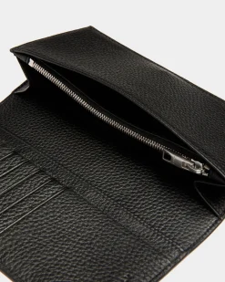 Ribbon Continental Wallet In Black Leather