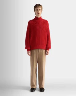 Roll Neck in Candy Red Cotton