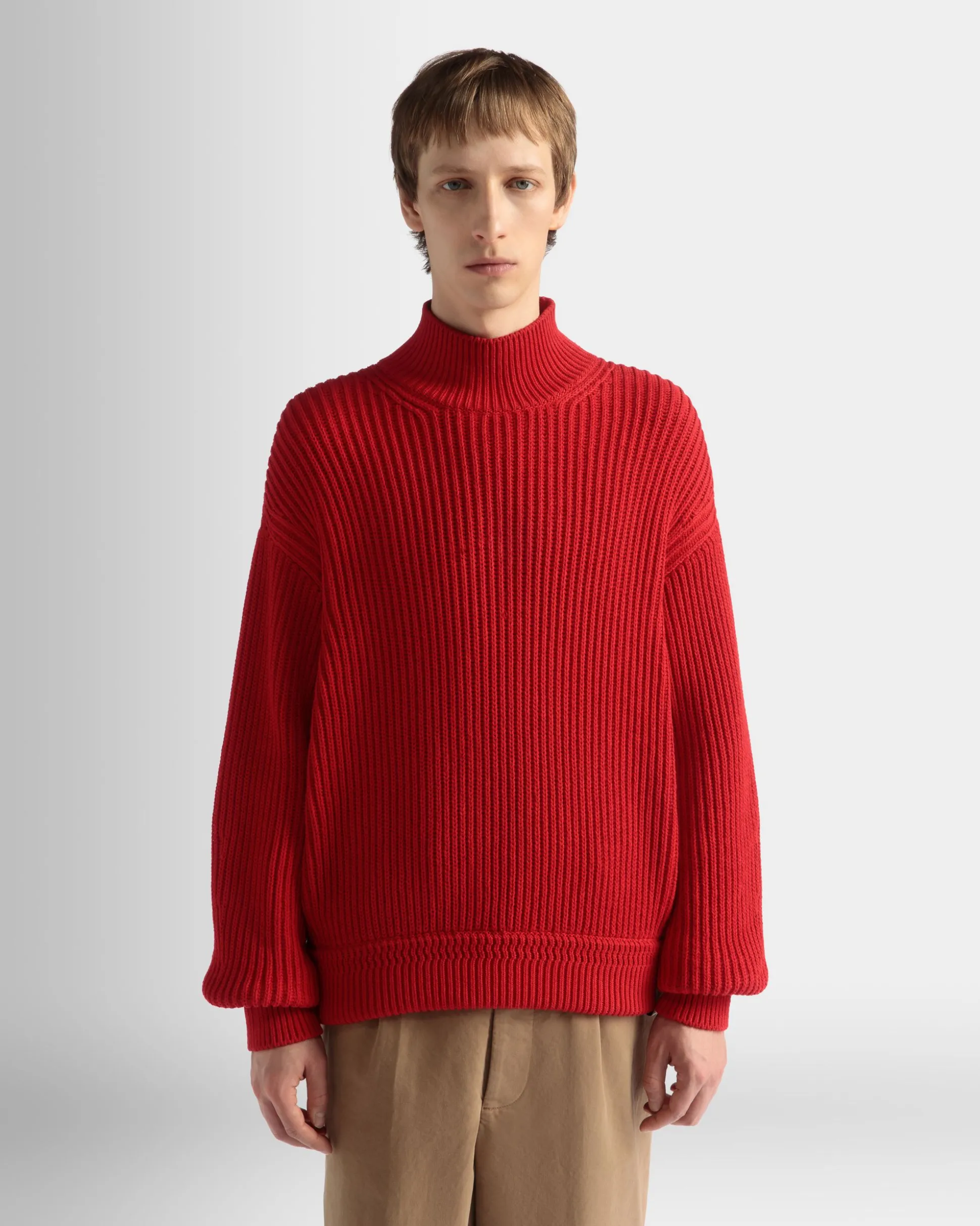 Roll Neck in Candy Red Cotton