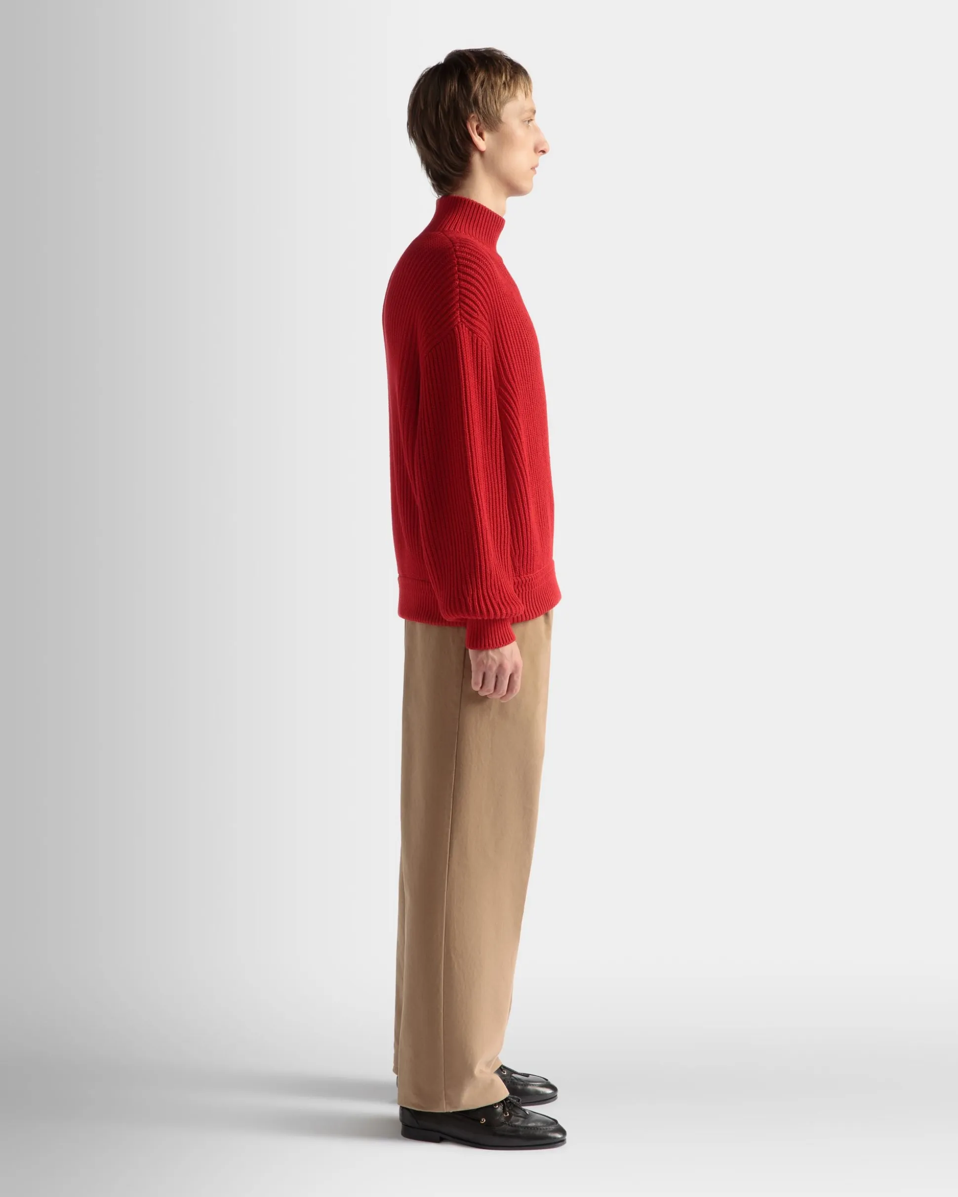 Roll Neck in Candy Red Cotton