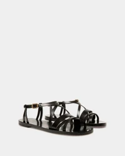 Salis Flat Sandal In Black Leather