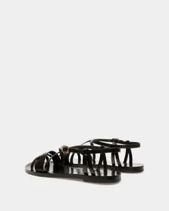 Salis Flat Sandal In Black Leather