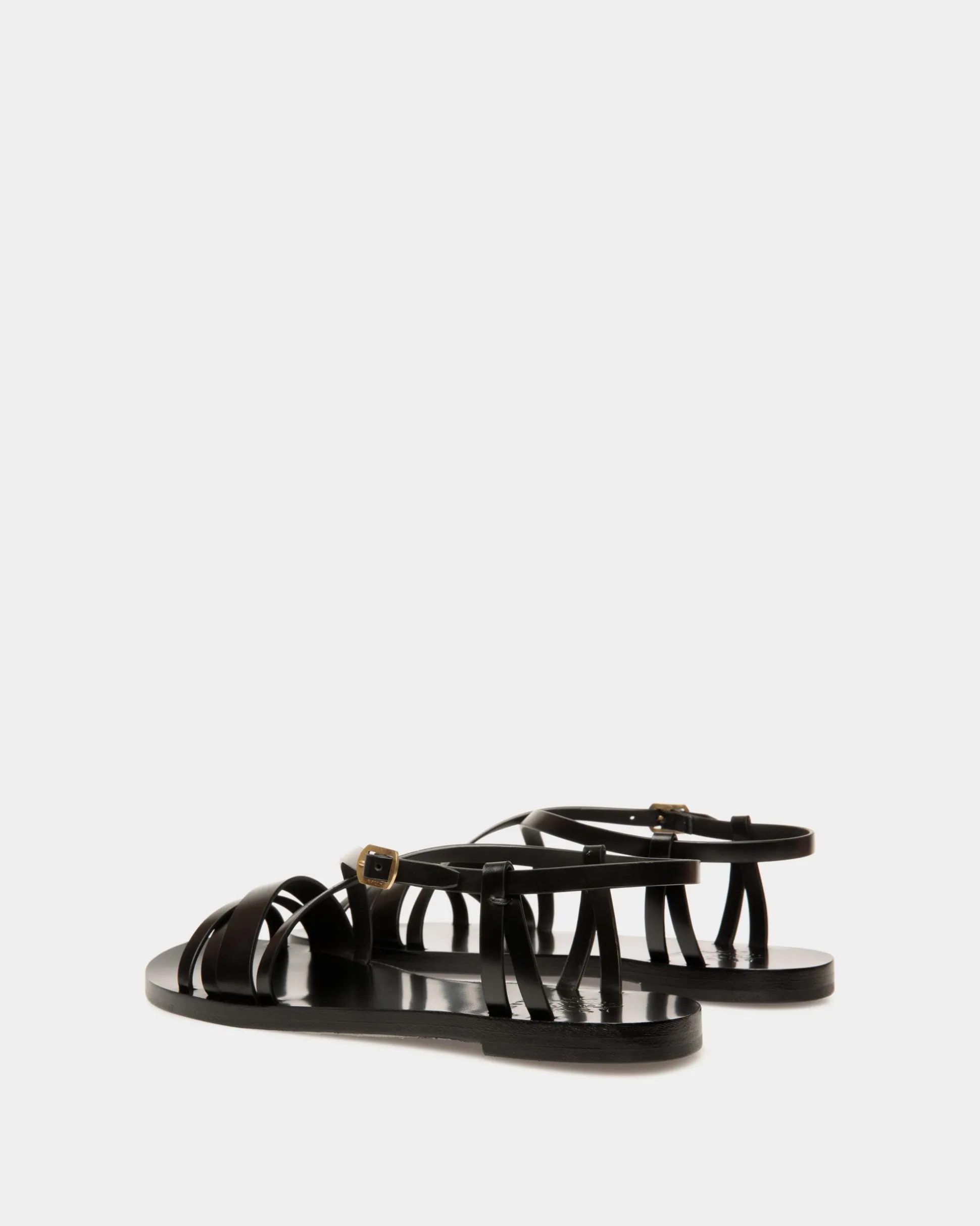 Salis Flat Sandal In Black Leather