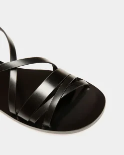Salis Flat Sandal In Black Leather