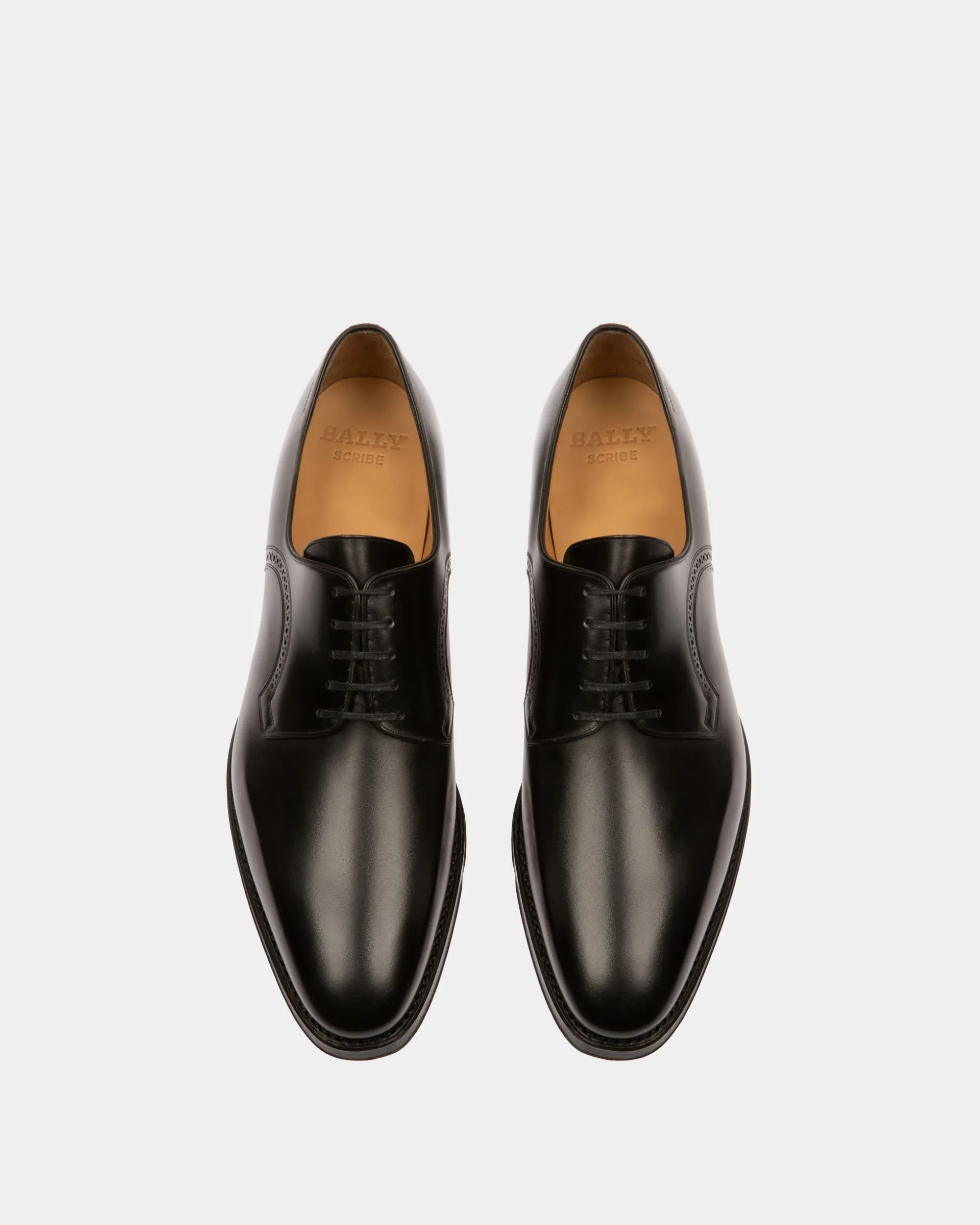 Scamardo Men's Leather Derby Lace-Up Shoe In Black