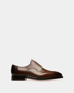 Scamardo Men's Leather Derby Lace-Up Shoe In Mid Brown