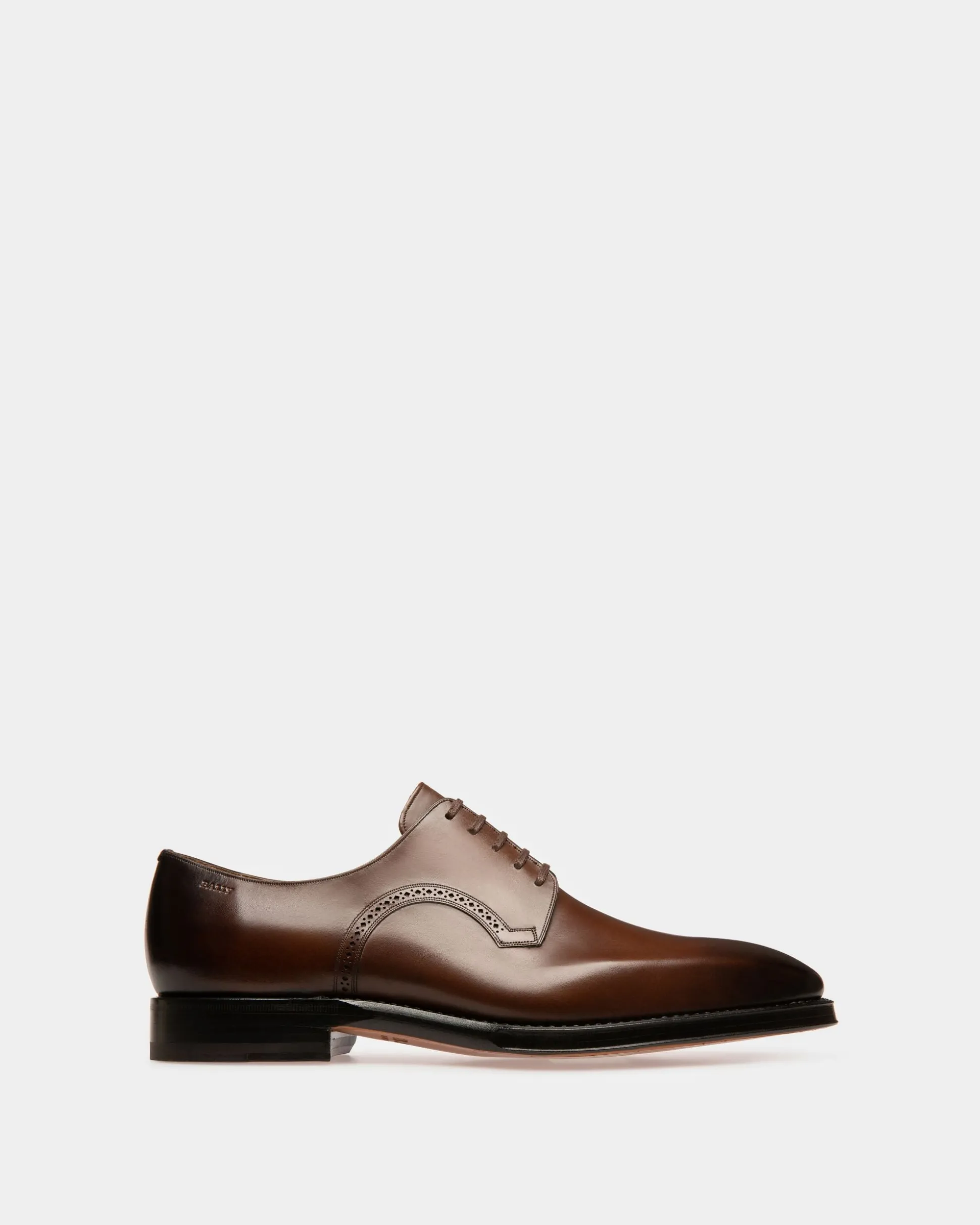 Scamardo Men's Leather Derby Lace-Up Shoe In Mid Brown