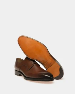 Scamardo Men's Leather Derby Lace-Up Shoe In Mid Brown