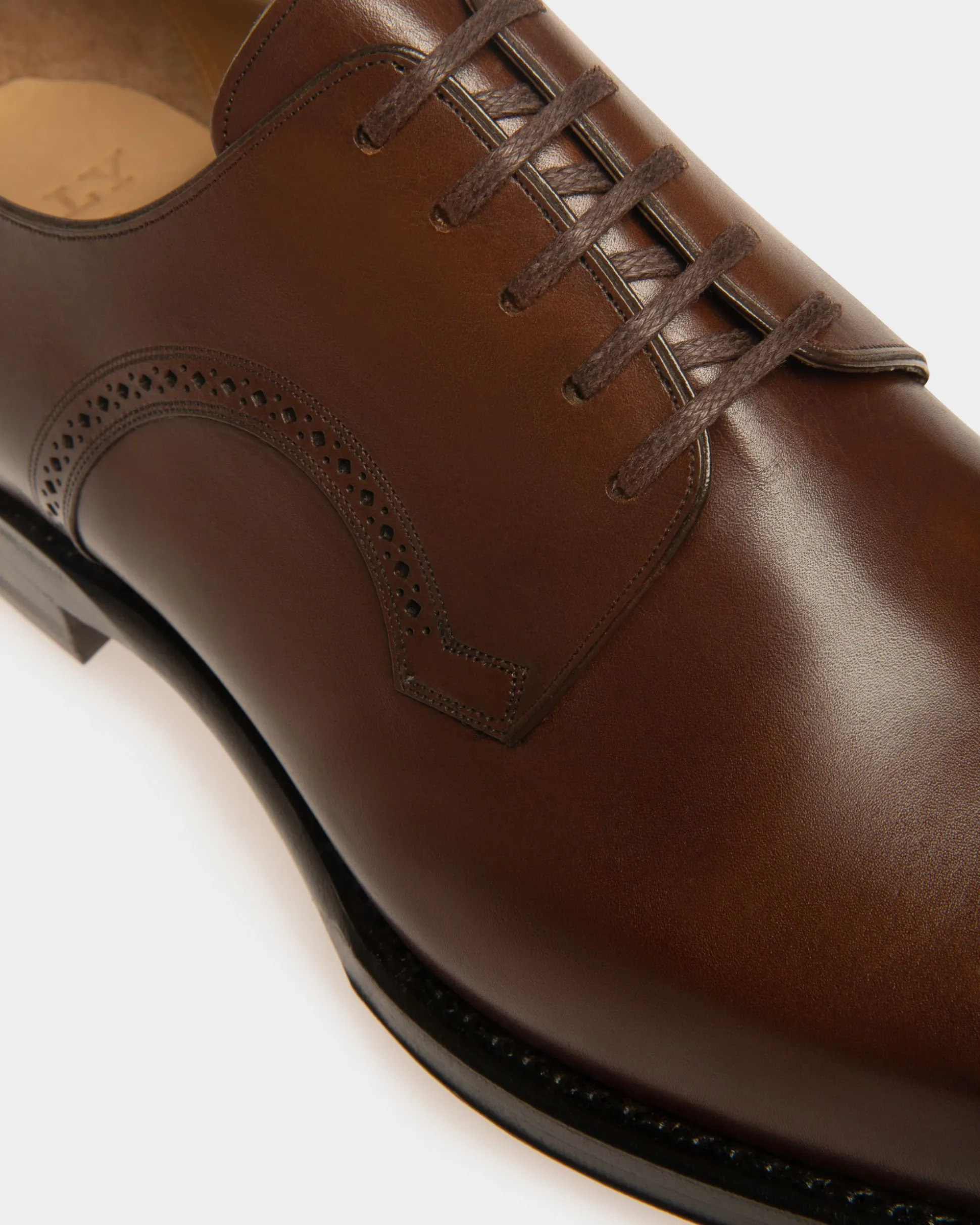 Scamardo Men's Leather Derby Lace-Up Shoe In Mid Brown